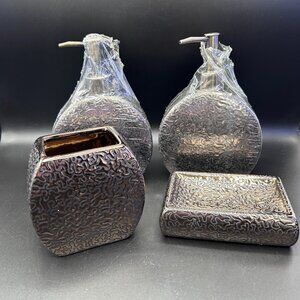 Bronze Tone Soap Dispensers Soap Box Bathroom Accessory Set of 4
